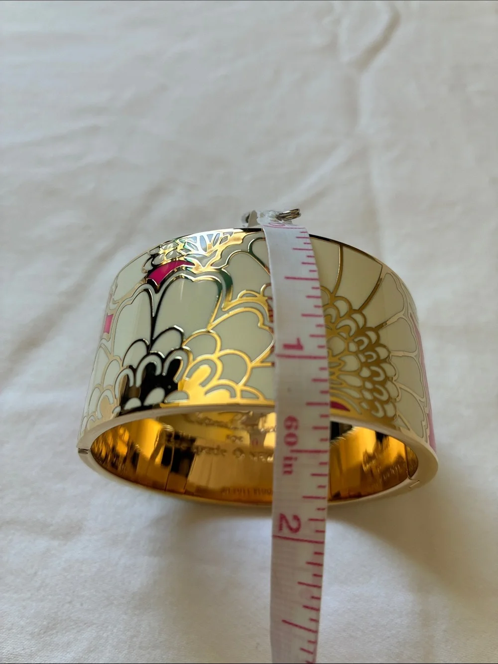 NWOT Florence Broadhurst for Kate Spade “In Full Bloom” Cuff in Gold/Pink/Cream
